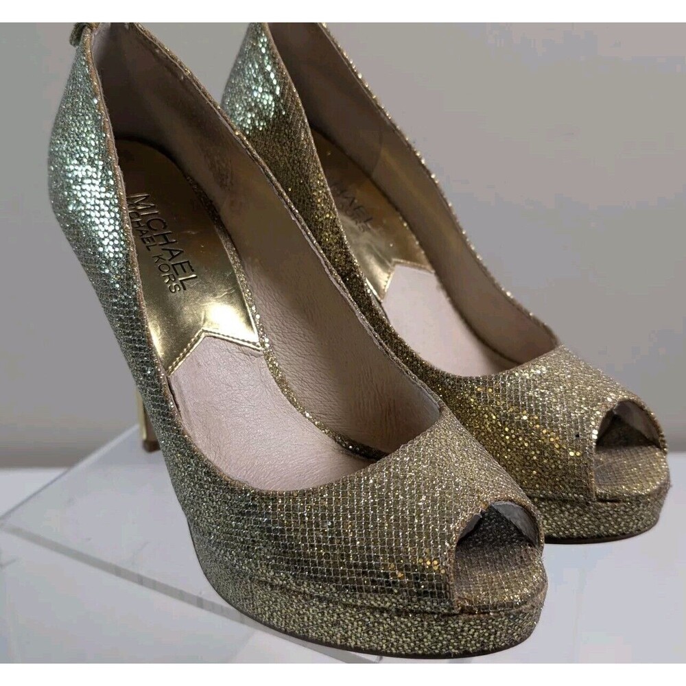 Michael Kors York Platform Gold Metallic Leather Size - 6M